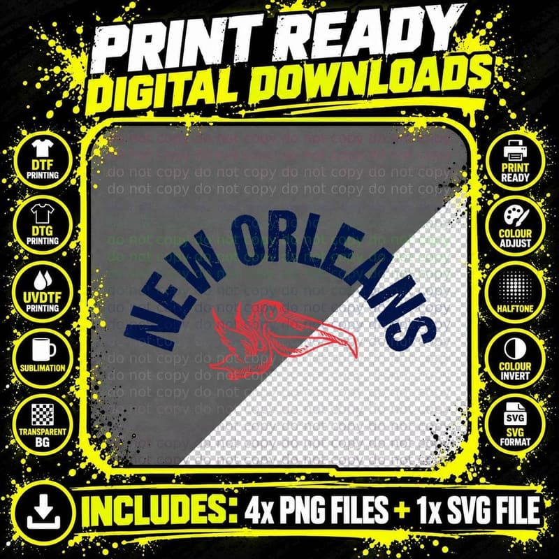 New Orleans Native Pelican Thowback Retro New Orleans Png SVG Digital Bundle