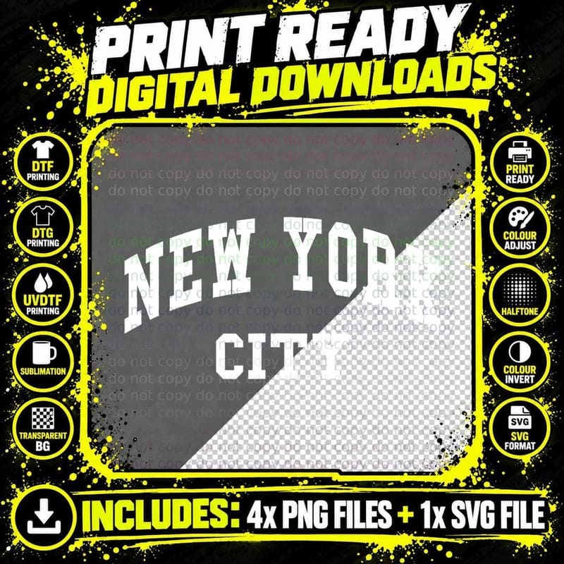 New York City - NYC - Throwback Design - Classic T-Shirt Png SVG Digital Bundle