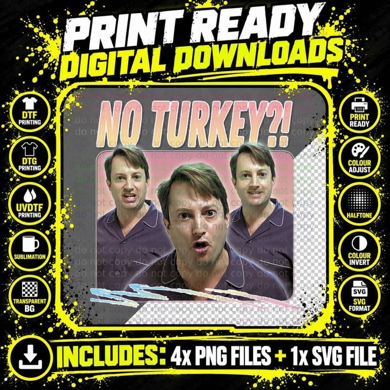 No Turkey! Retro Peep Show Fan Art T-Shirt Png SVG Digital Bundle