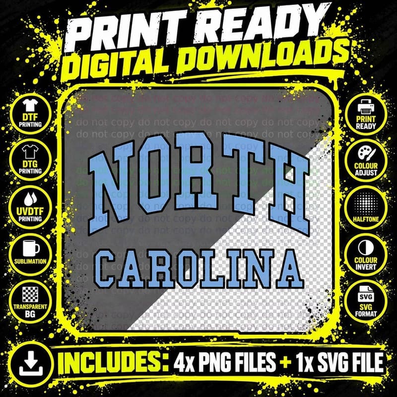 North Carolina - Throwback Design - State of NC - Png SVG Digital Bundle