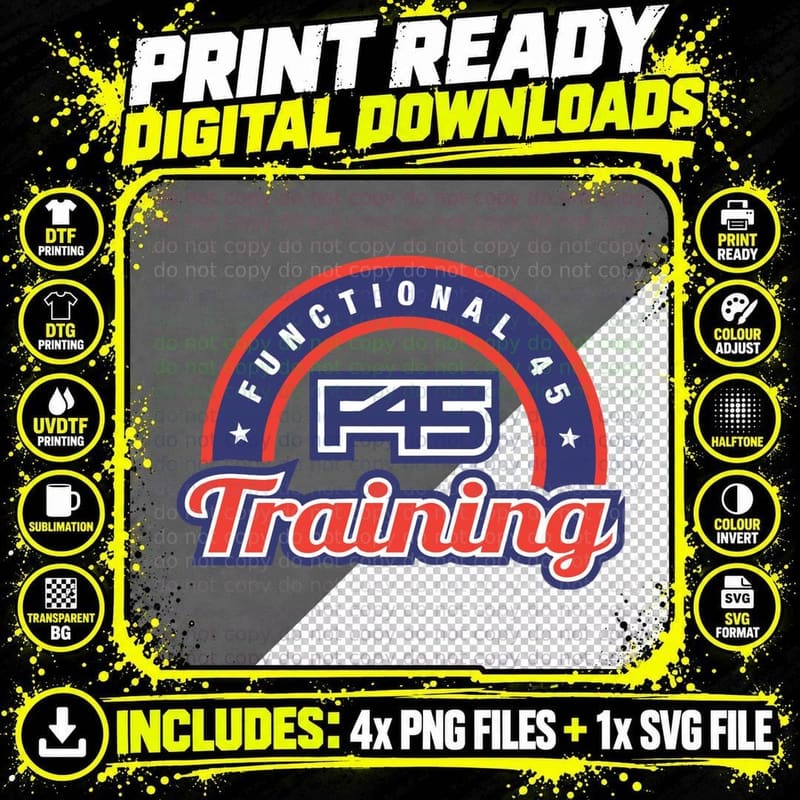Official F45 Training Classic T-Shirt Png SVG Digital Bundle