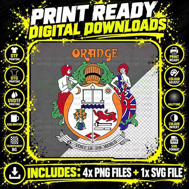 Orange Amps Vintage Crest Essential T-Shirt Png SVG Digital Bundle