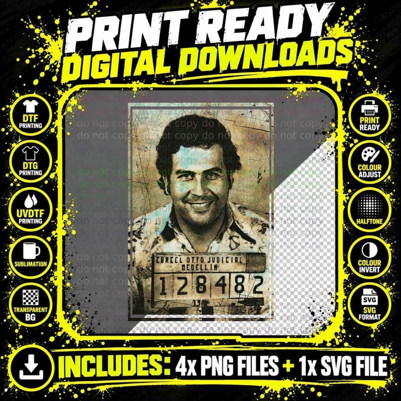 Pablo Escobar Mug Vintage T-Shirt Png SVG Digital Bundle