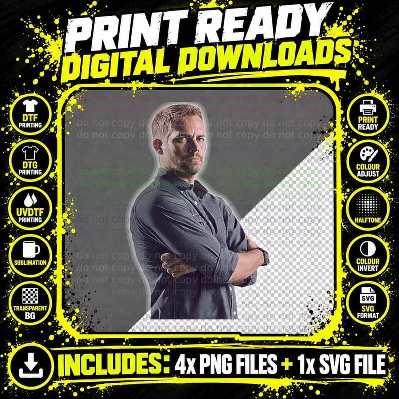 Paul Walker 2018 Design Classic T-Shirt Png SVG Digital Bundle