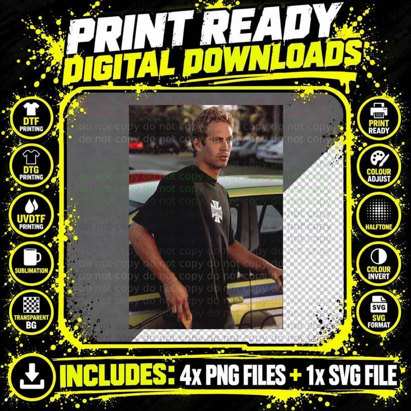 Paul Walker Classic T-Shirt Png SVG Digital Bundle