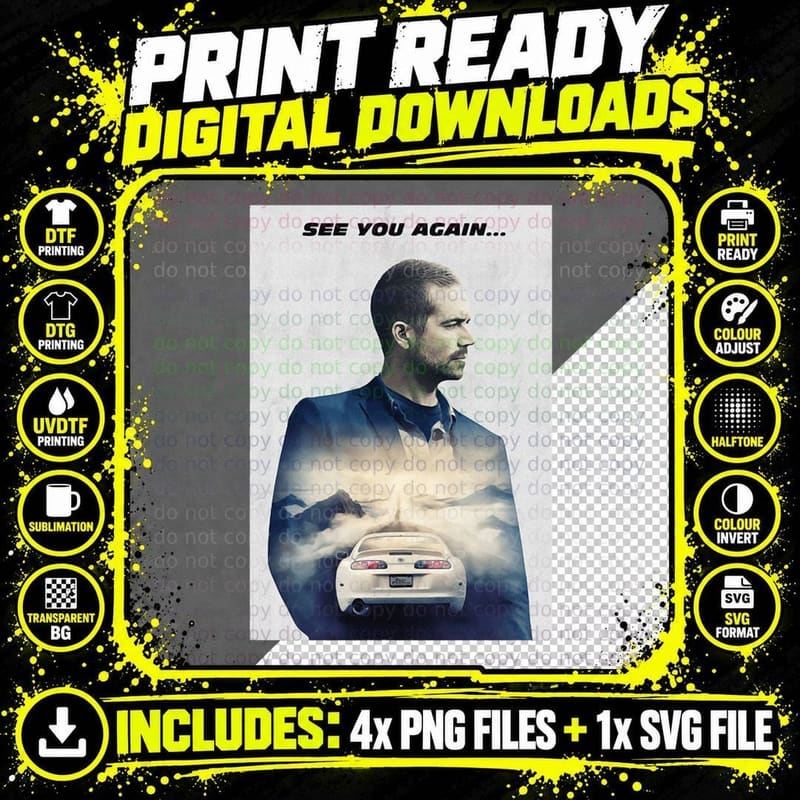 Paul Walker See You Again Classic 1 T-Shirt Png SVG Digital Bundle