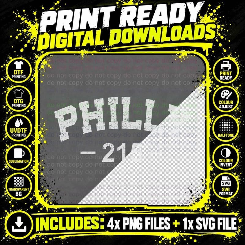 Philly 215 T-Shirt Retro Vintage Shirt Gift Men Women Png SVG Digital Bundle