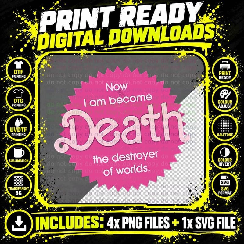 Pinkheimer - Now I Am Become Death the Destroyer of Png SVG Digital Bundle
