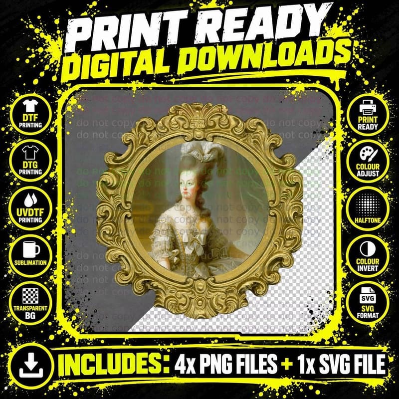 Portrait of Marie Antoinette Classic T-Shirt Png SVG Digital Bundle