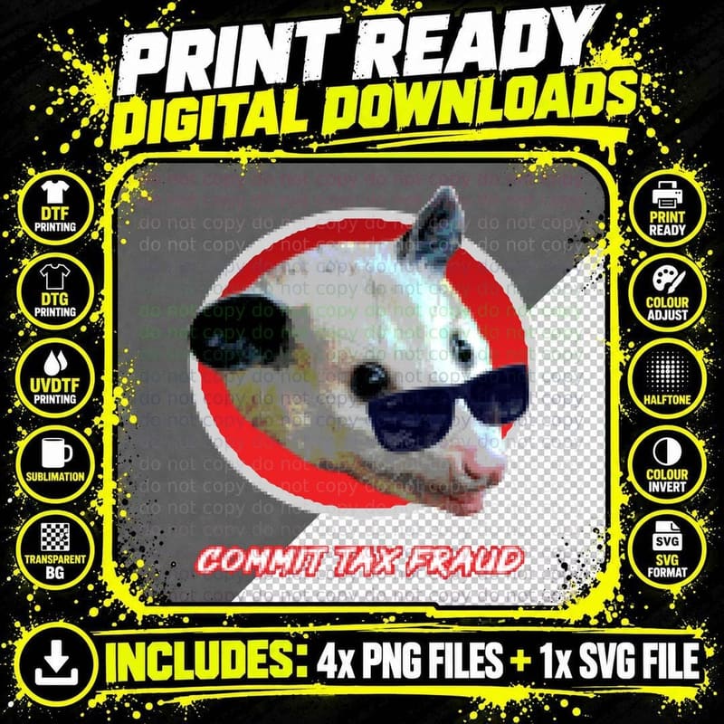 Possum Is Pro Tax Fraud Classic T-Shirt Png SVG Digital Bundle