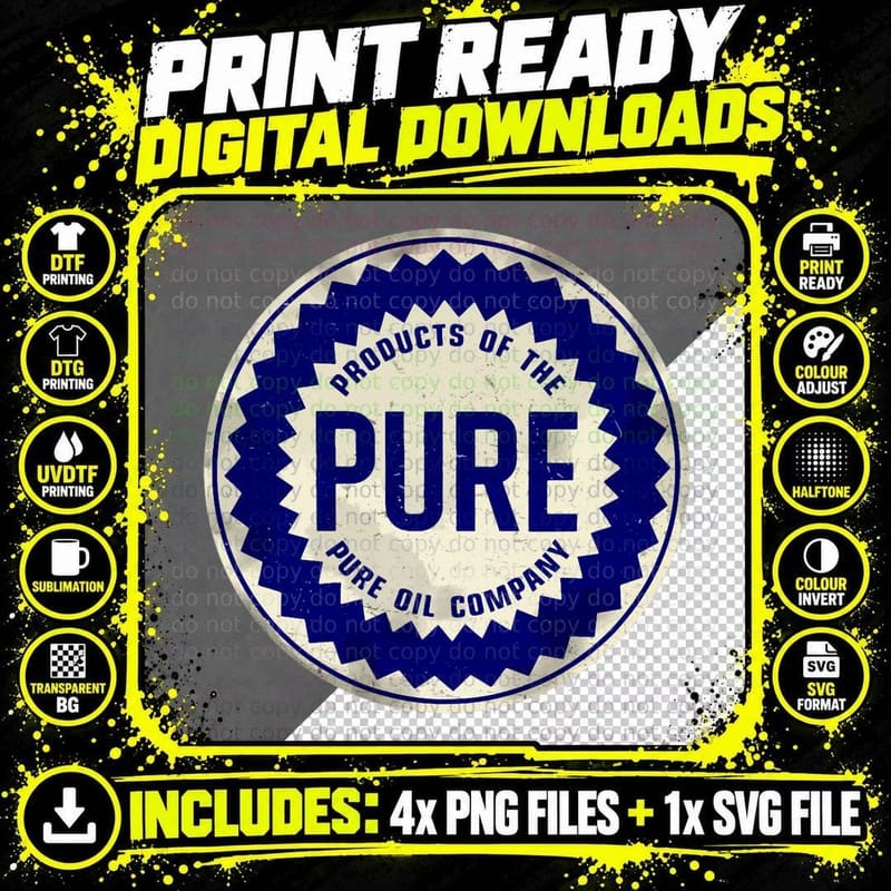 Pure Oil Company Vintage Sign T-Shirt Png SVG Digital Bundle