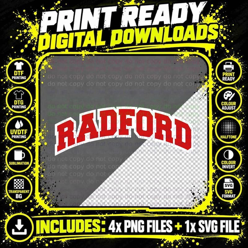 Radford Virginia Varsity Style Vintage T-Shirt Png SVG Digital Bundle