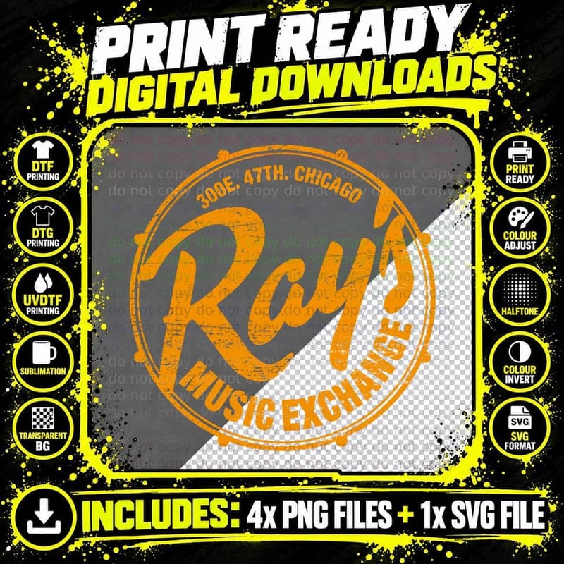 Ray's Music Exchange (Worn Look), Band Merch Png SVG Digital Bundle