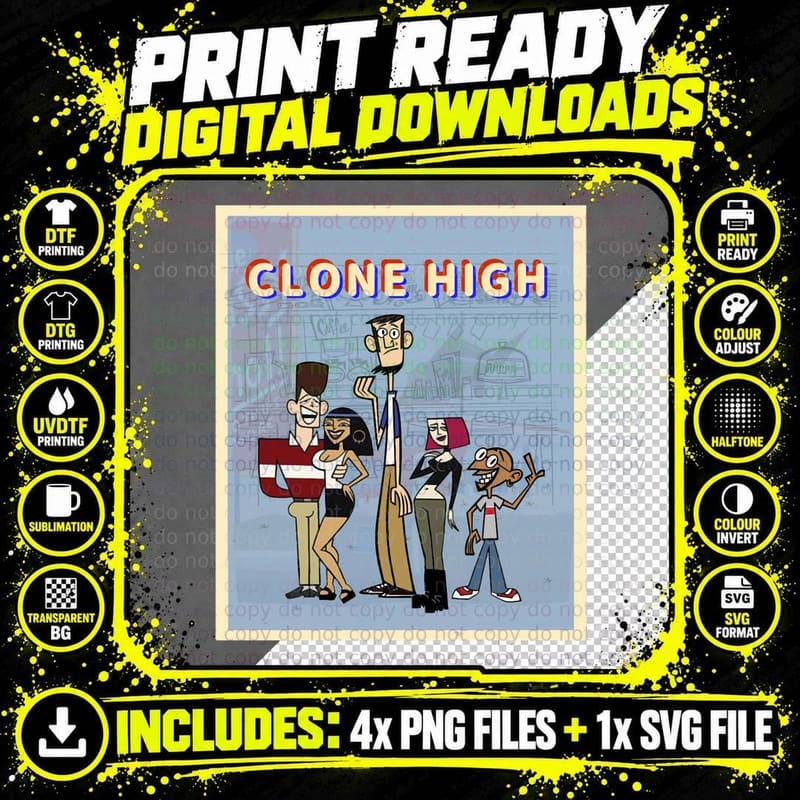 Retro Clone High T-Shirt Png SVG Digital Bundle