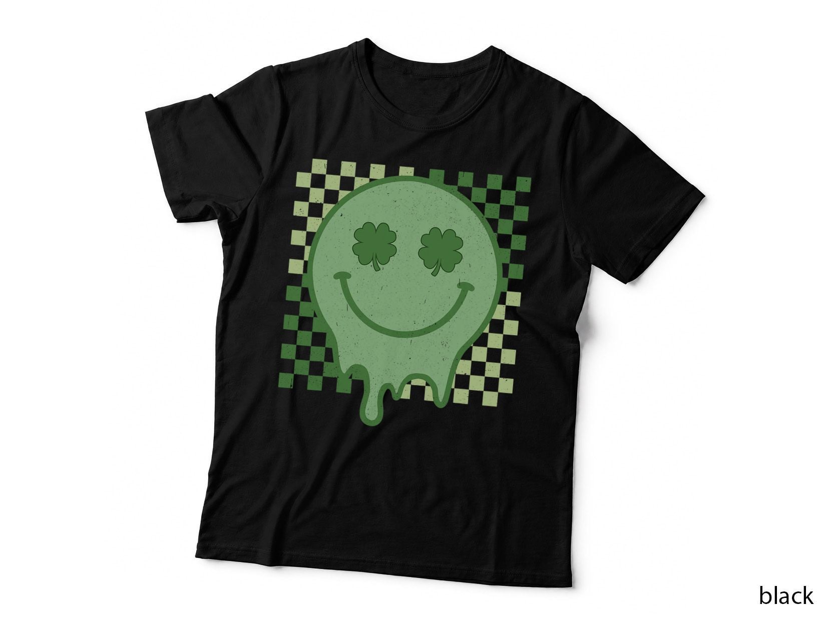 Retro Groovy Shamrock Smile Face St Patricks Day Hippie T-Shirt