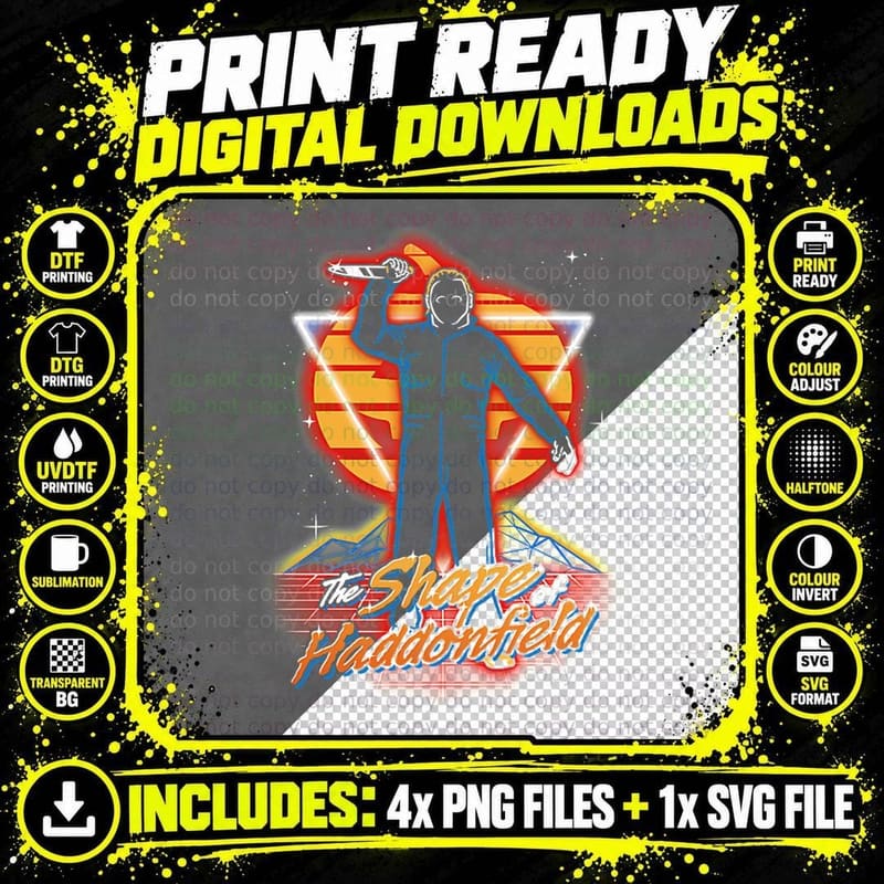 Retro Haddonfield Shape Essential T-Shirt Png SVG Digital Bundle