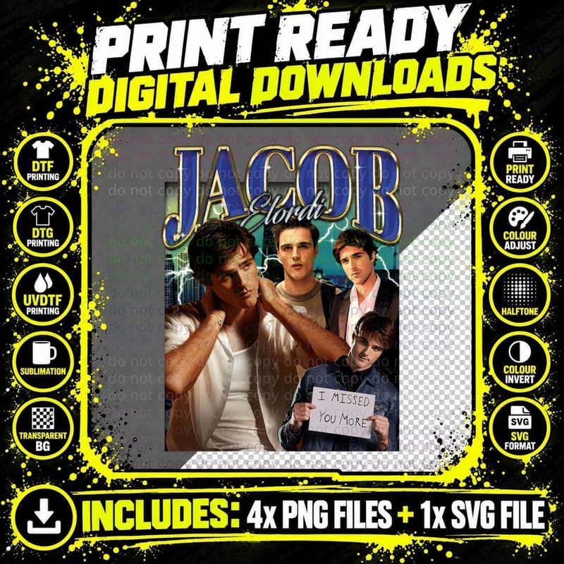 Retro Jacob Elordi Retro T-Shirt Png SVG Digital Bundle