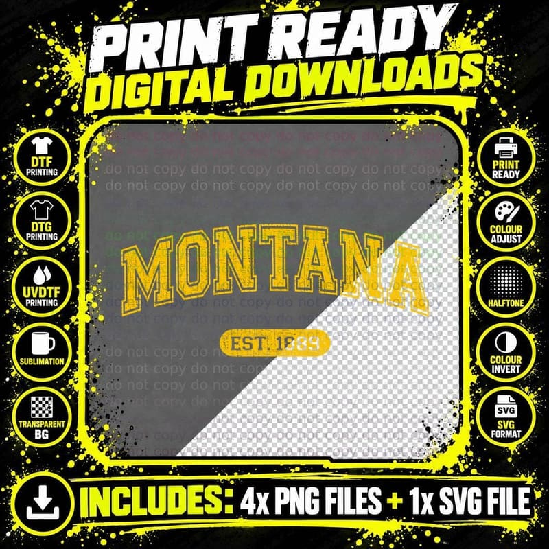 Retro Montana 1889, Vintage Look, Throwback T-Shirt Png SVG Digital Bundle