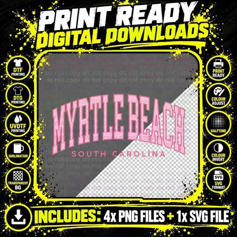 Retro Myrtle Beach South Carolina Beach Girls Summer Png SVG Digital Bundle