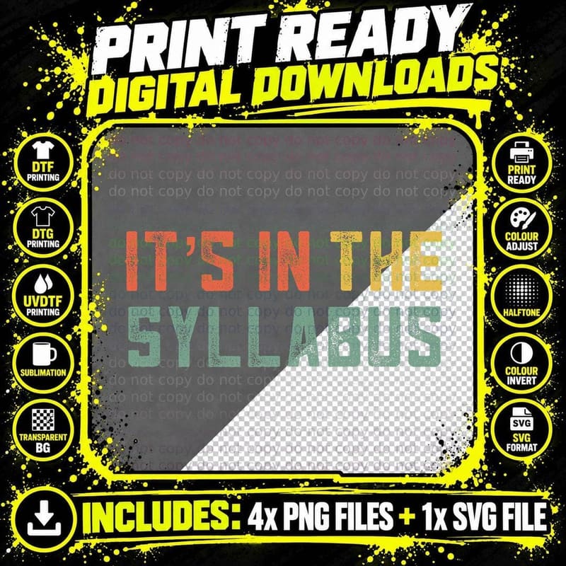 Retro Tenure Professor Saying Its in the Syllabus Png SVG Digital Bundle