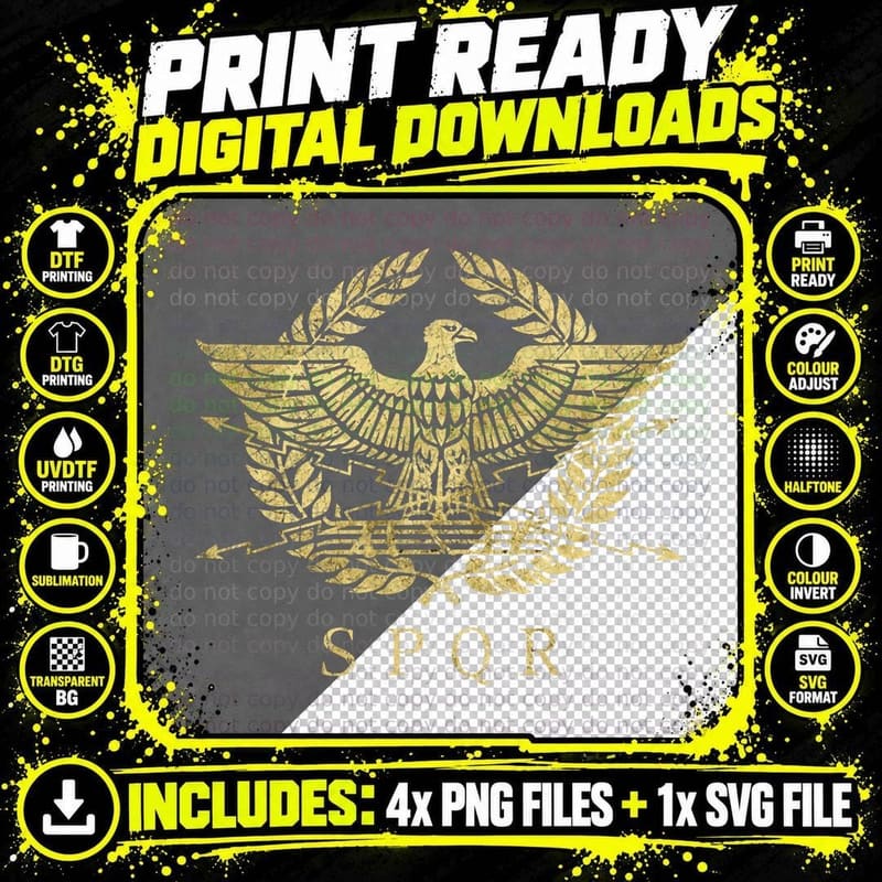 Roman Empire Emblem - Vintage Gold T-Shirt Png SVG Digital Bundle