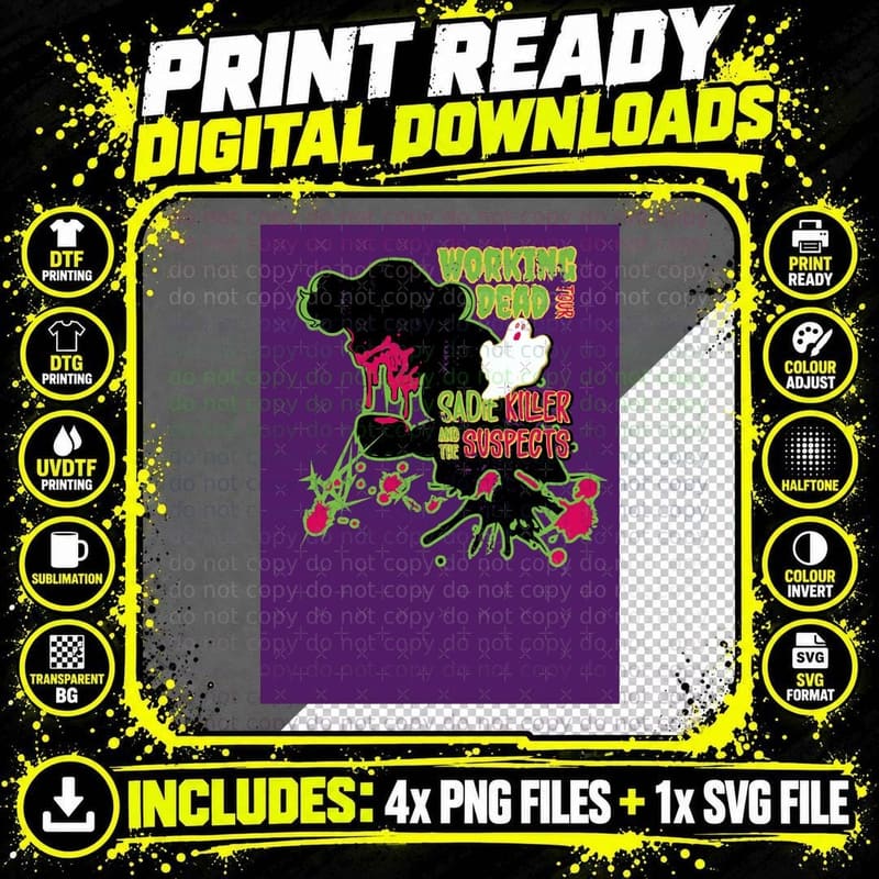 Sadie Killer and the Suspects - Distressed T-Shirt Png SVG Digital Bundle