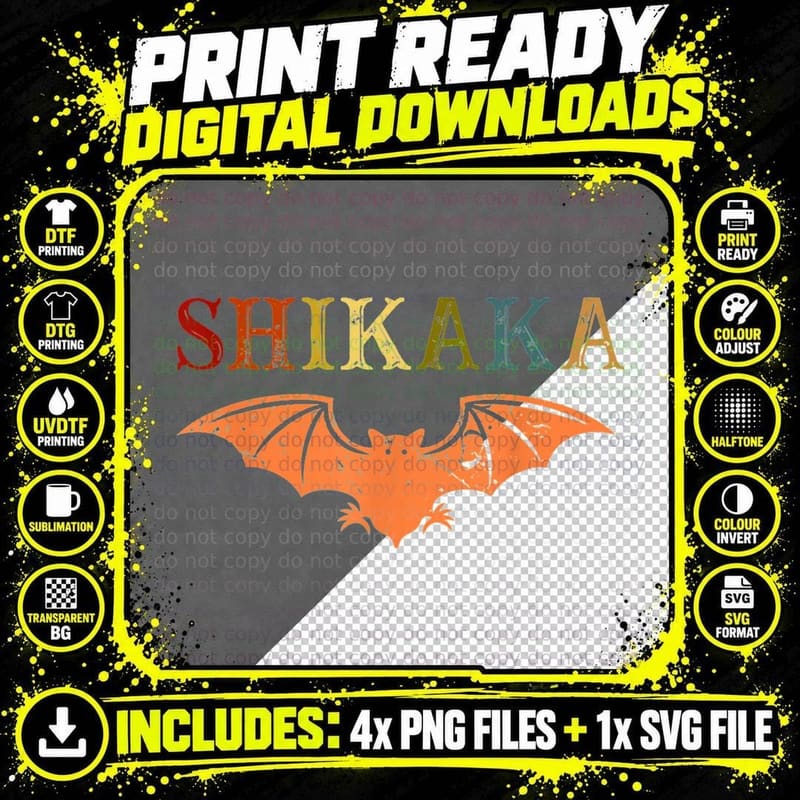 Shikaka Bat Vintage - Shikaka White Bat Lovers Retro Png SVG Digital Bundle