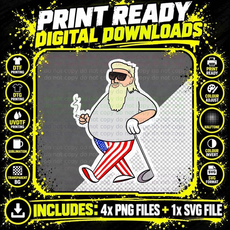 Smokin' John Daly Classic T-Shirt Png SVG Digital Bundle