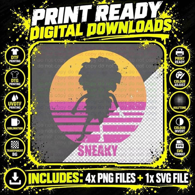 Sneaky Sasquatch Silhouette Distressed Sunset Vaporwave Png SVG Digital Bundle