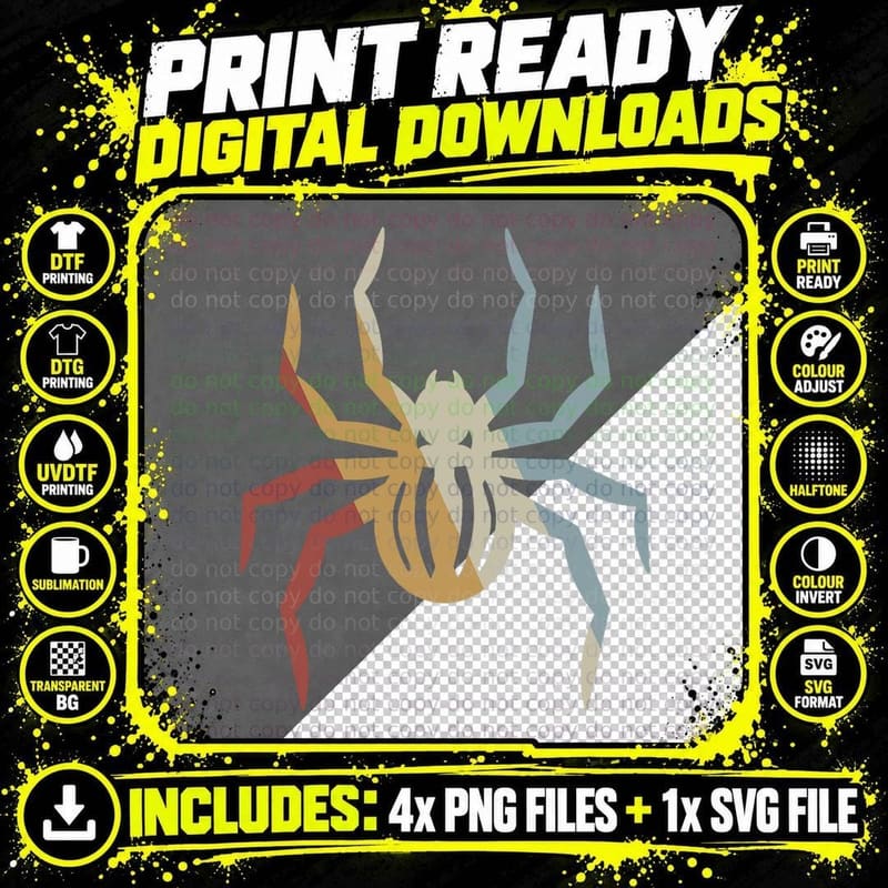 Spider Retro Style Vintage T-Shirt Png SVG Digital Bundle