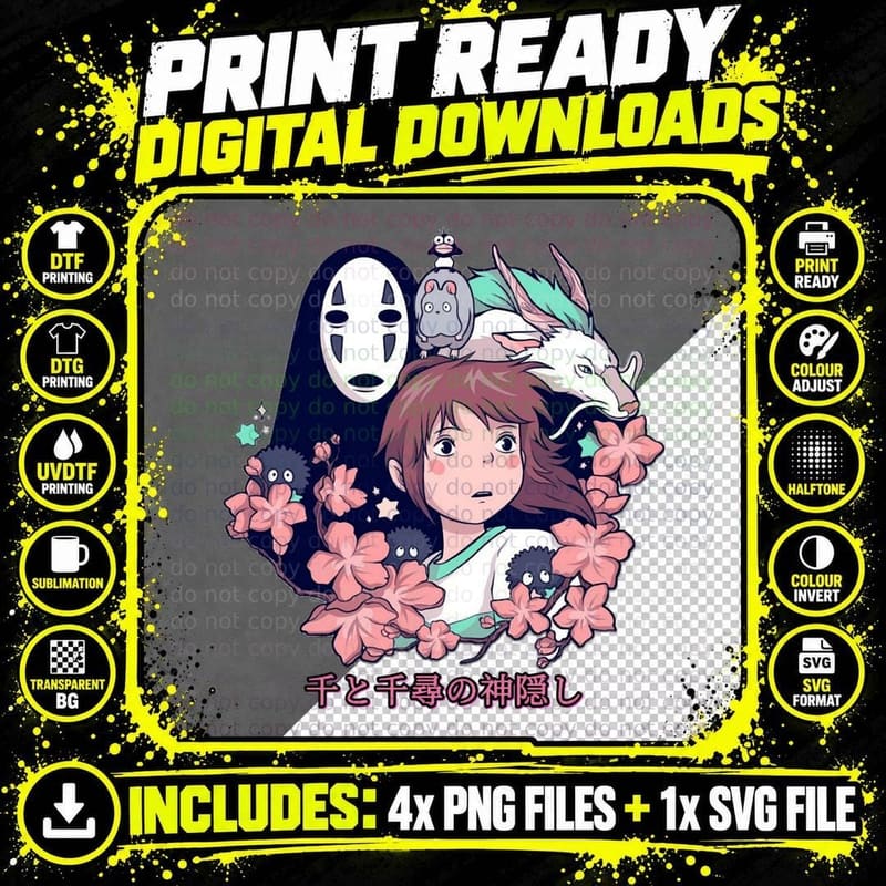 Spirited Away Aesthetic Vintage 90s T-Shirt Png SVG Digital Bundle
