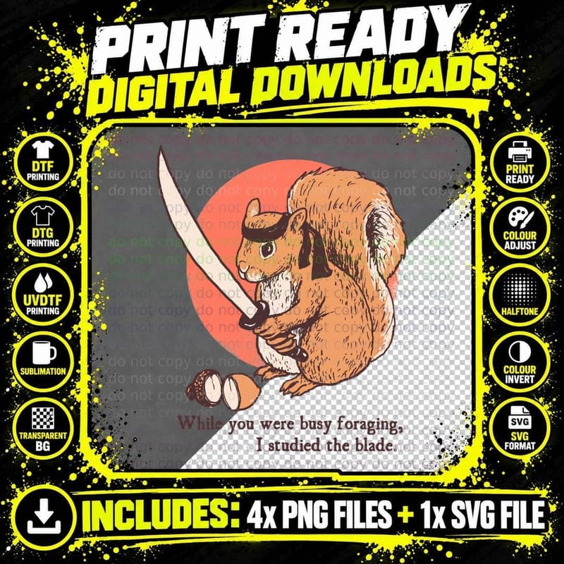 Squirrel Blade Essential T-Shirt Png SVG Digital Bundle