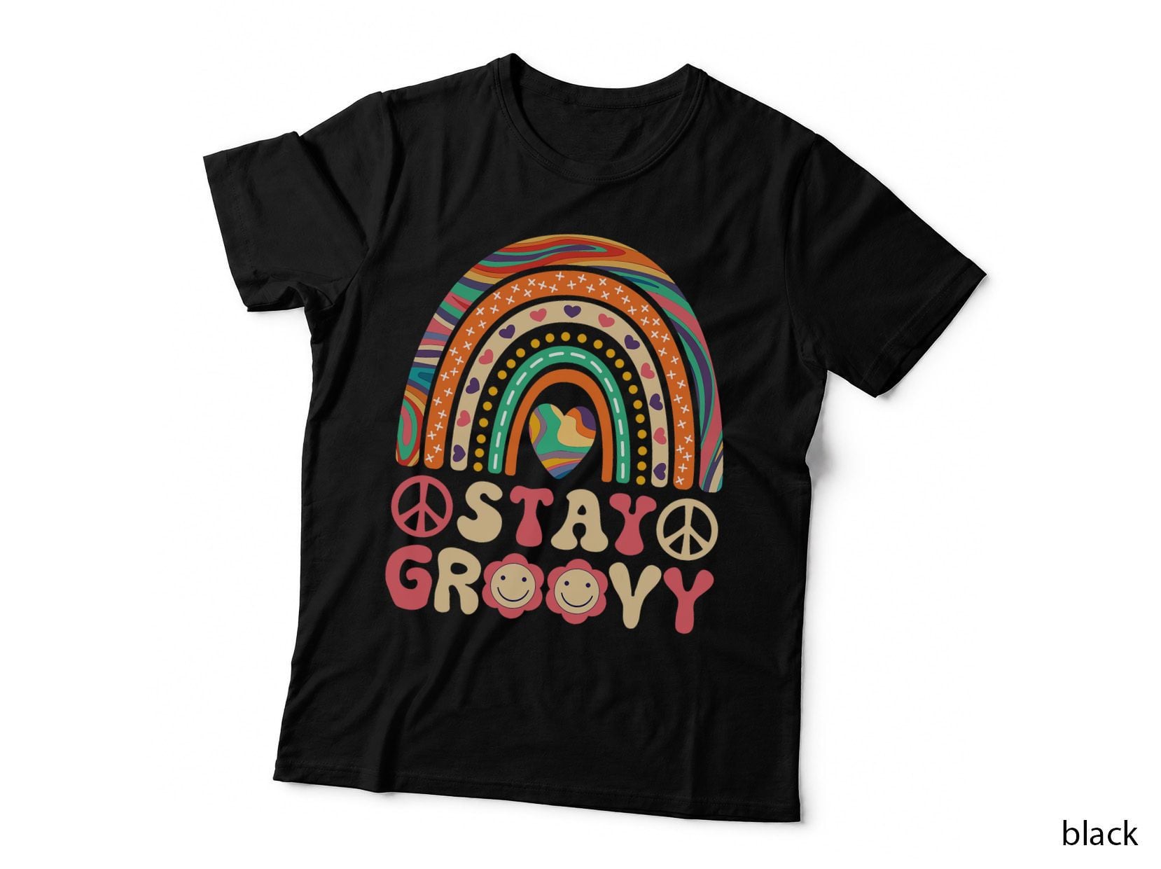 Stay Groovy 60s Outfit 70s Theme Costume Cute Rainbow Hippie T-Shirt