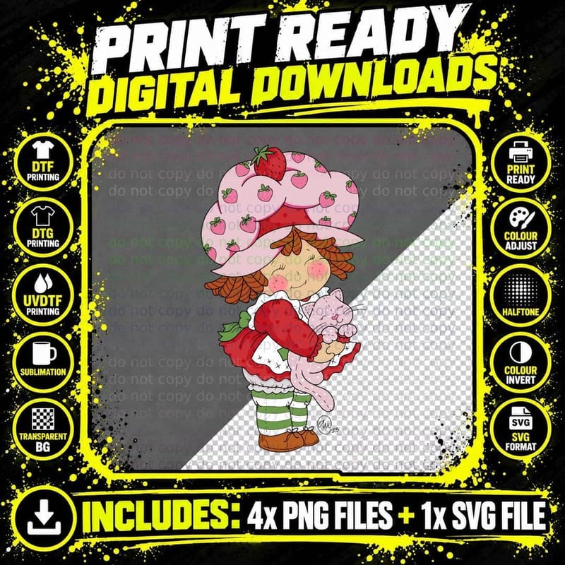 Strawberry Shortcake Vintage-Style Cutie T-Shirt Png SVG Digital Bundle