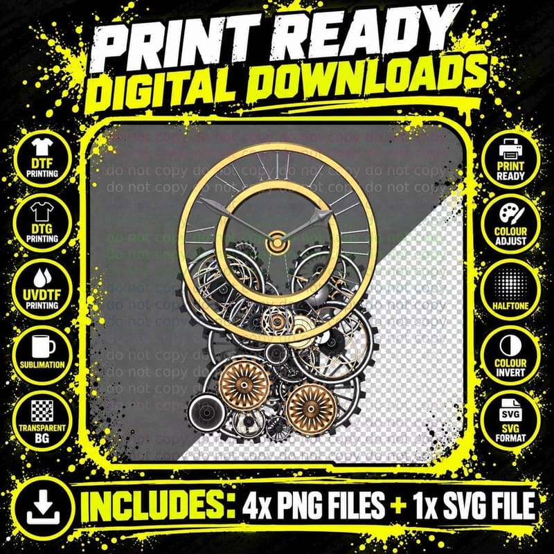 Stylish Vintage Steampunk Timepiece Steampunk S T-Shirt Png SVG Digital Bundle
