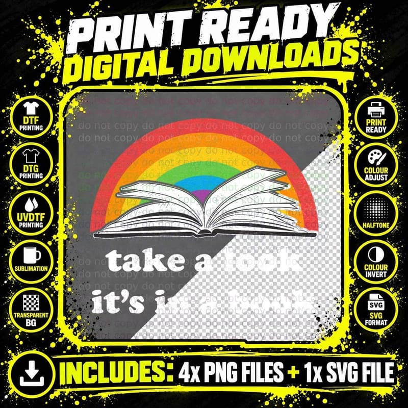 Take a Look, Its in a Book - Retro Inspired Reading Png SVG Digital Bundle
