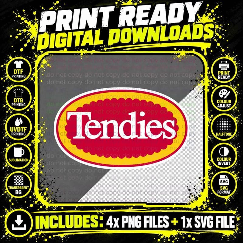 Tendies Logo T-Shirt, Vintage Style, Retro Brand Apparel Png SVG Digital Bundle