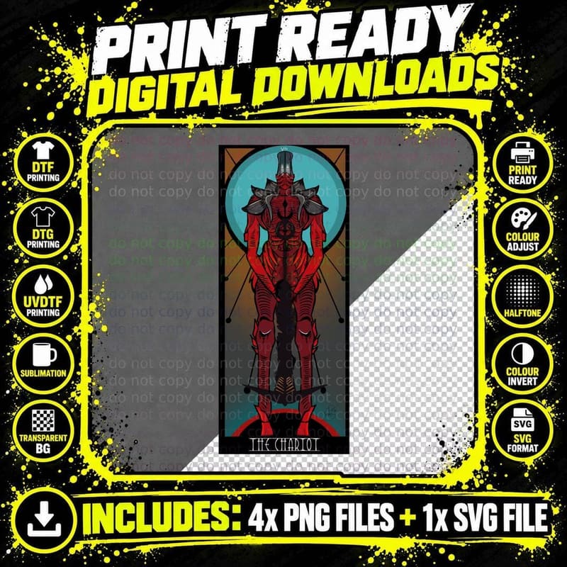 The Chariot Destiny Tarot Classic T-Shirt Png SVG Digital Bundle