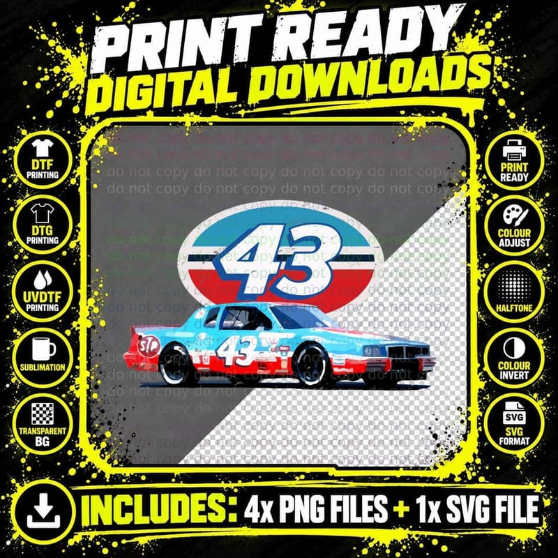 The King Richard Petty 43 Retro Racing T-Shirt Png SVG Digital Bundle
