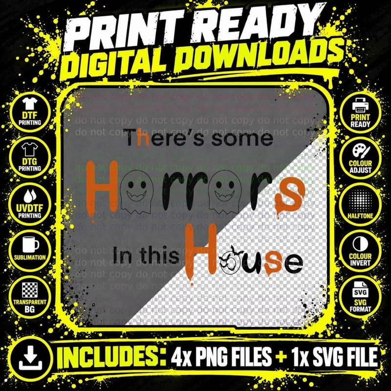 There's Some Horrors in This House Orange Classic T-Shirt Png SVG Digital Bundle