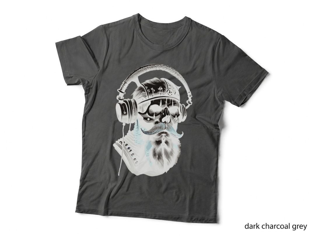 Viking Vintage Skull Beard with Headphone T-Shirt
