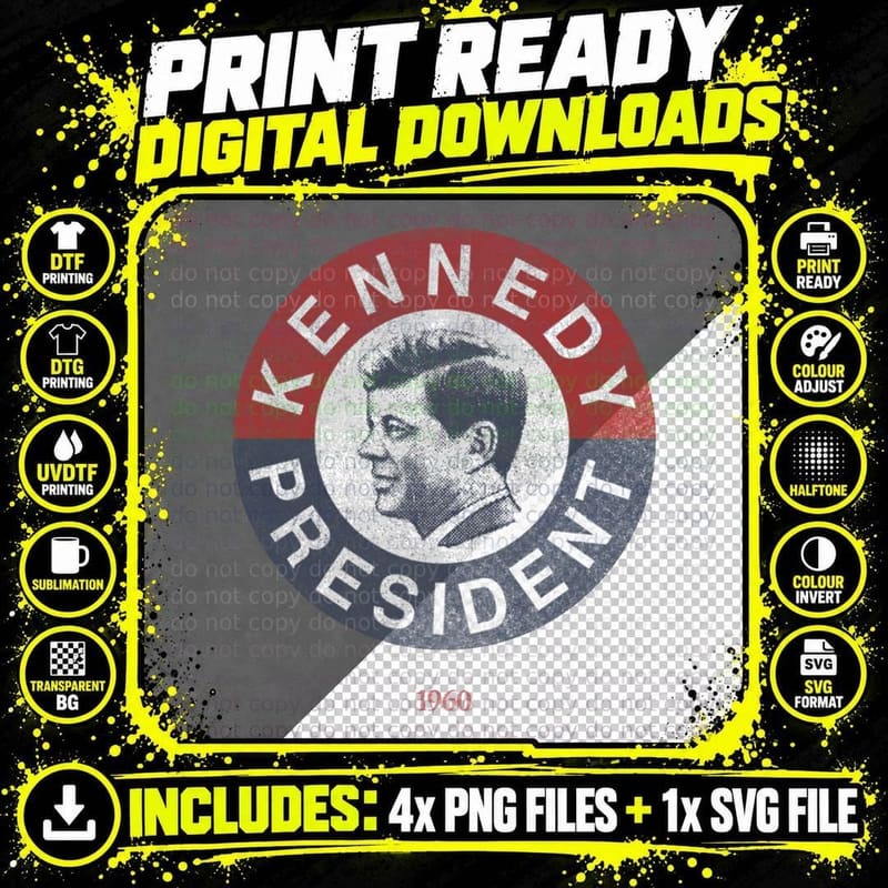 Vintage 1960 Kennedy for President T-Shirt Png SVG Digital Bundle