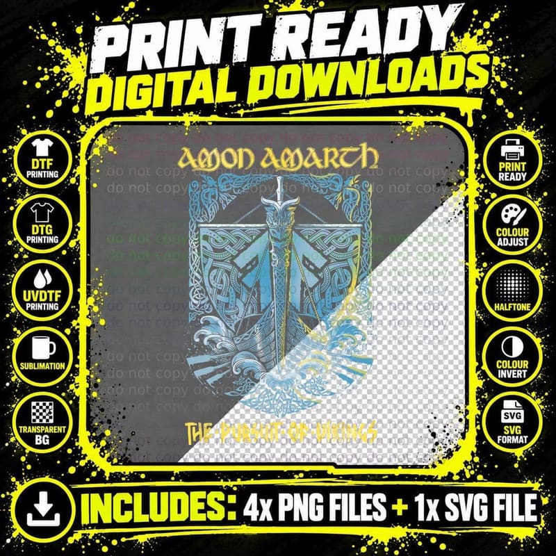 Vintage Amons Amarths the Persuit of Vikings T-Shirt Png SVG Digital Bundle
