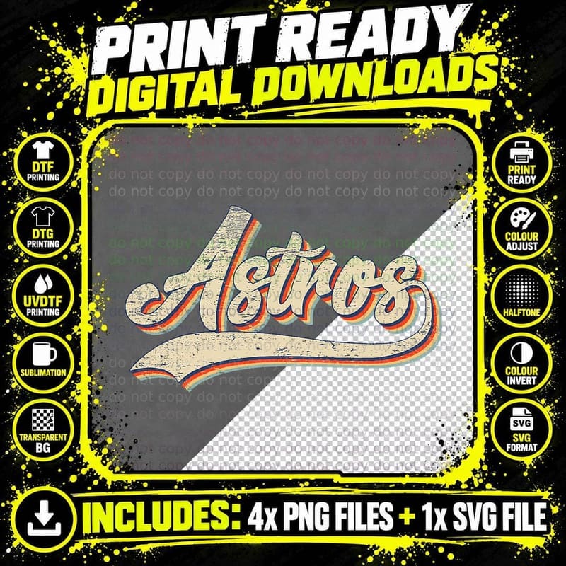 Vintage Astros Name Throwback Retro Apparel Gift Men Png SVG Digital Bundle