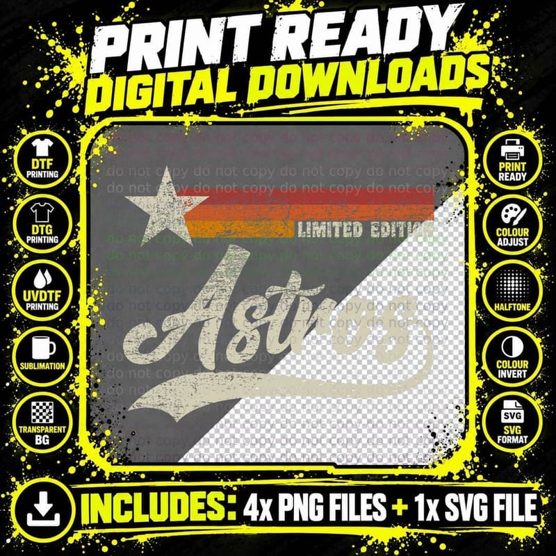 Vintage Astros Retro Style 70s 80s First Name T-Shirt Png SVG Digital Bundle