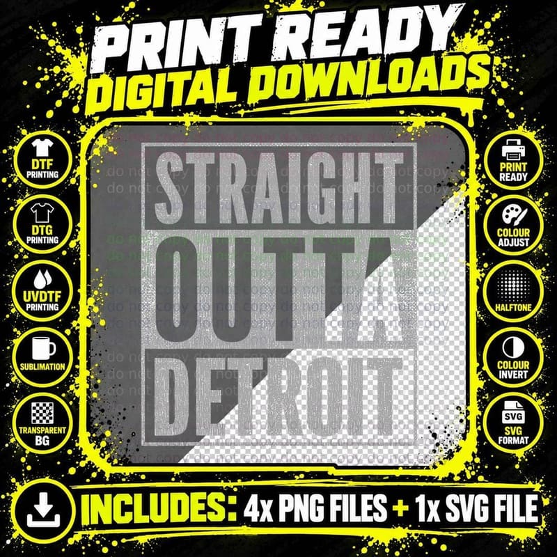 Vintage Detroit Clothing Straight Outta Detroit T-Shirt Png SVG Digital Bundle