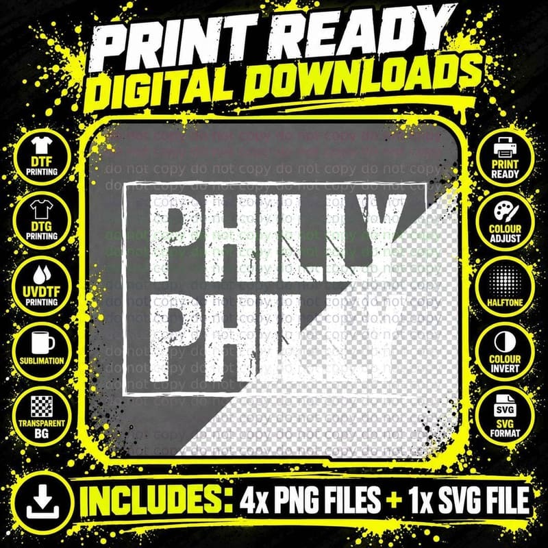 Vintage Distressed Philly Philadelphia T-Shirt Png SVG Digital Bundle