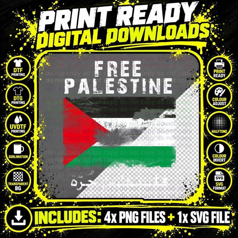 Vintage Free Palestine Ts & Gifts T-Shirt Png SVG Digital Bundle