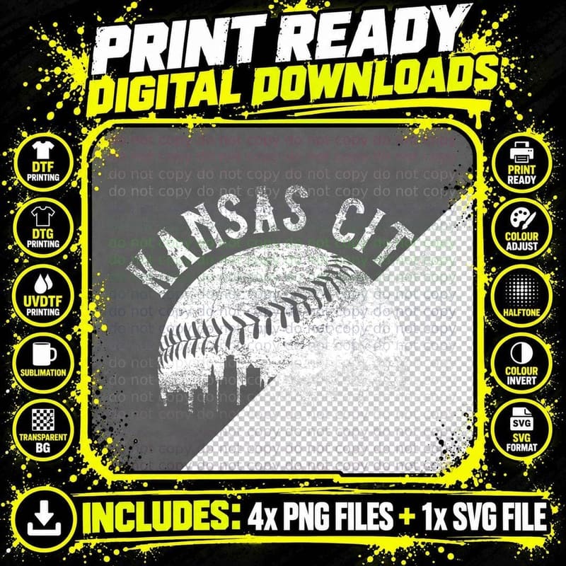 Vintage Kansas City Missouri Skyline Apparel T-Shirt Png SVG Digital Bundle