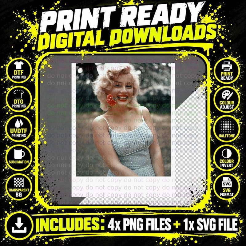 Vintage Marilyn Monroe Photography T-Shirt Png SVG Digital Bundle